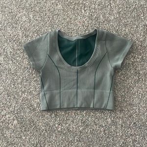 Hunter green Aerie cropped mini shirt